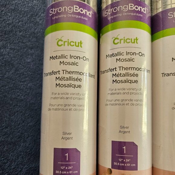 Set of 4 Rolls - Cricut Strong Bond Iron-On Metallic Mosaic in Silver NEW - Picture 2 of 4